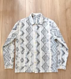 ZARA メンズ 長袖シャツ ジャケットエスニック幾何学柄 Mのサムネイル