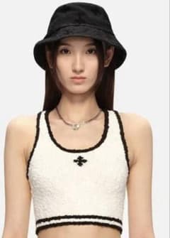SMFK ノースリーブ ニット トップス ホワイト ブラック