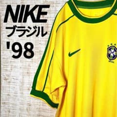 希少】'98 NIKE ブラジル 仏W杯 ゲームシャツ L ロナウド 刺繍ロゴ