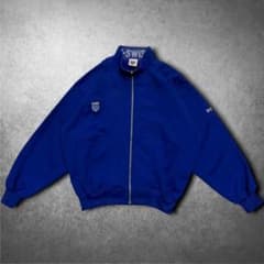 K-SWISS 短丈トラックジャケット ロゴ刺繍 ブルー スポーツMIX Y2K