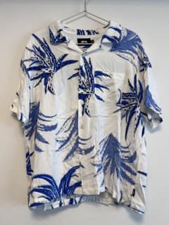 stussy ステューシー シャツ XL 総柄 半袖 レーヨン 紅葉 アロハ