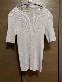 【美品】Louere ルエレ 5分袖 リブニット トップス グレー Lのサムネイル