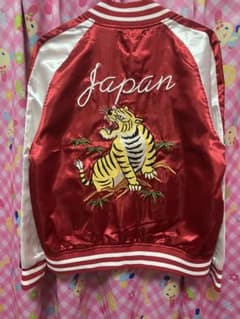 SpRay スカジャン 虎刺繍 Japan レッド ホワイト　Mのサムネイル