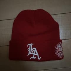 （*）様 赤色 LAロゴ ニット帽のサムネイル