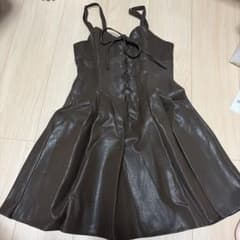 SPRAY PREMIUM フェイクレザー キャミワンピース ブラウンのサムネイル