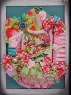 リボンデコ 硬質ケース トレカケース B8 ピンク×黄緑 いちご 苺のサムネイル