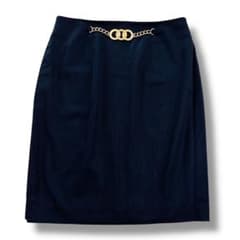 CELINE チェーン装飾 ペンシルスカート ブラック フランス製 XXL相当  