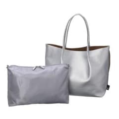【ROOTOTE】レザレット　インナーポーチ付 トートバッグ　シルバーのサムネイル