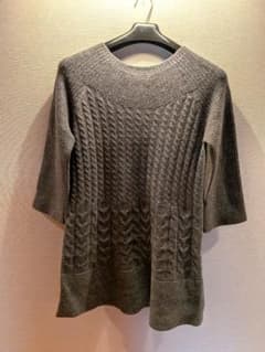 【極美品・カシミヤ100%】ディノス ケーブル編 ニット チュニック グレー Mのサムネイル
