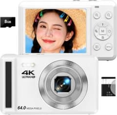 Thumbnail of デジカメ 4K 6400万画素 オートフォーカス コンパクトカメラ 8GB 白