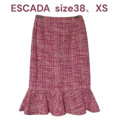 美品　エスカーダ　ツイード　ピンク　スカート 38、XS 小さいサイズ