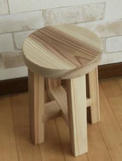 手作り　丸椅子 約29.5cm 座面約19cm 　未塗装のサムネイル