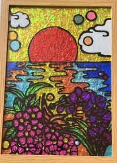 ミニ原画　ハート　ゴールド　キラキラ　パステル　イラスト　ハンドメイド　額縁 ミニ原画 ハート ゴールド キラキラ パステル イラスト ハンドメイド 額縁