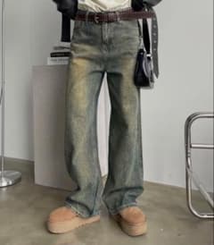 shaggie ラインストーン付き ヴィンテージルーズデニムパンツ　XSのサムネイル
