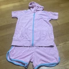 パイル地 フード付きセットアップ ピンク 160のサムネイル