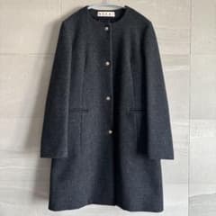 美品✨MARNI マルニ ノーカラーウールコート 40 濃グレー - メルカリ
