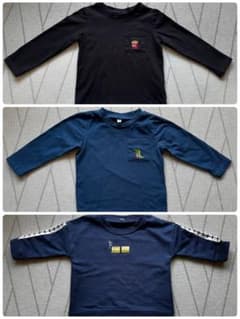 長袖Tシャツ 3枚セット 90 95 男の子 恐竜 電車 保育園着 まとめ売りのサムネイル