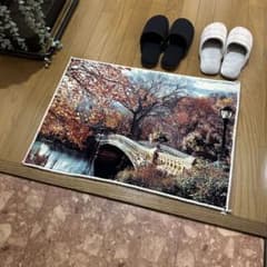 新品未使用】絵画風絨毯 カーペット 玄関用 紅葉 玄関 廊下 絵画