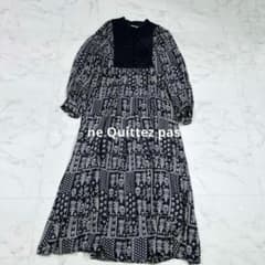 【美品】ヌキテパ　モダールサテンエスニックプリントキルトドレス　ワンピース 美品】 ヌキテパ モダールサテンエスニックプリントキルトドレス