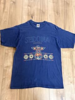 90s フルーツオブザルーム セドナ 発泡ラメプリントTシャツ M 紺のサムネイル