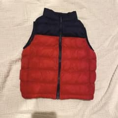美品　赤×ネイビー　ダウンベスト120のサムネイル