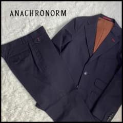 【美品】ANACHRONORM セットアップ ネイビー ヘリンボーン 日本製のサムネイル