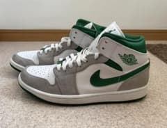 Nike Air Jordan 1 Mid グレーホワイトグリーンのサムネイル