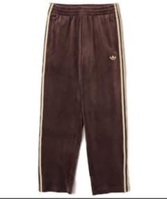 アディダス ファイヤーバード トラック パンツ ベロア ブラウン XS