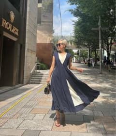 新品 JENNE ジェンヌ♡2WAY レイヤード フレアワンピース ネイビー M