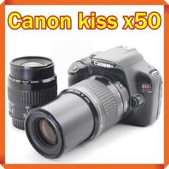 Canon kiss x50 一眼レフカメラ スマホ転送 ダブルレンズ キヤノン