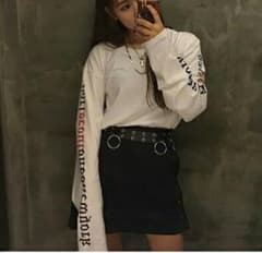 ロゴTシャツ 長袖トップス 袖ロンT メンズ&レディース (ホワイト)のサムネイル