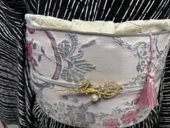 ハンドメイド＊かんたん帯揚げ付き三重仮紐[アイボリー]①のサムネイル