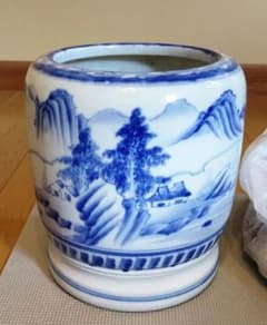 青と白の陶器製 火鉢 青白磁 火鉢 陶器製、木灰2kg付き - メルカリ