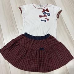 familiar リボン付きTシャツとスカートセット 110cmのサムネイル