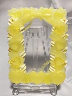 3点選んで1200円★ホイップデコトレカケース★黄色イエロー★ハートリボン推し活のサムネイル