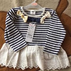 長袖Tシャツレース切替 size70 ネイビー在庫処分のサムネイル