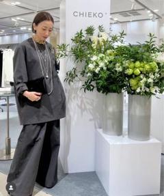 CHIEKO+ チエコプラス タグ付新品 シルクウールマーヴェルトパンツ グレー chieko+ チエコプラス プルオーバー&シリンダーワイドパンツ