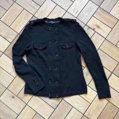 BURBERRY LONDON ブラック ノーカラーニットジャケット - メルカリ