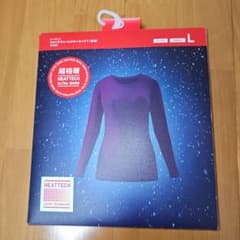 UNIQLO ヒートテック ウルトラウォーム 超極暖クルーネックT パープル Lのサムネイル