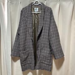 ヴィンテージ 千鳥格子柄 コート ジャケット レッドブラウン 古着 チェック