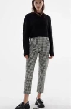 ZARA ハイウエストパンツ　チェック　Mサイズのサムネイル