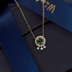 X834 ネックレス レディース ゴールド k18 S925 ダイヤ エメラルド