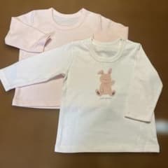 女の子用 長袖肌着 (ピンク色) 2枚セット 90cmのサムネイル