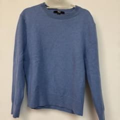 UNIQLO ユニクロ クルーネックニット カシミヤ100% ブルー Mのサムネイル