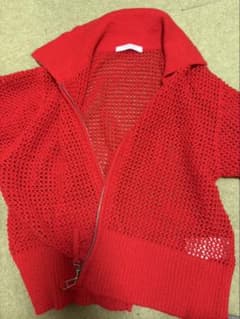 chocol raffine robe ジップアップ メッシュニット レッドのサムネイル