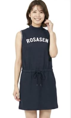 Rosasen シアサッカーゴルフウェア　ノースリーブワンピース ネイビー　半額 Rosasen シアサッカーゴルフウェア ノースリーブワンピース ネイビー