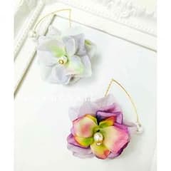 ライトパープルフラワーロングピアス♡（ストーン二種類、色違いたくさんあります！）のサムネイル