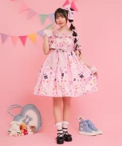 axes femme kawaii 해피 바캉스 무늬 원피스