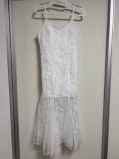 ホワイト レース 刺繍 キャミワンピース　結婚式 二次会のサムネイル