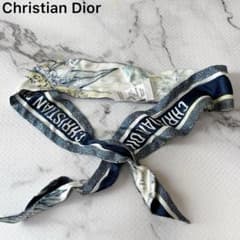 クリスチャンディオール ワルドジュイ ミッツァ スカーフ シルク ネイビー 花柄 クリスチャンディオール ワルドジュイ ミッツァ スカーフ シルク